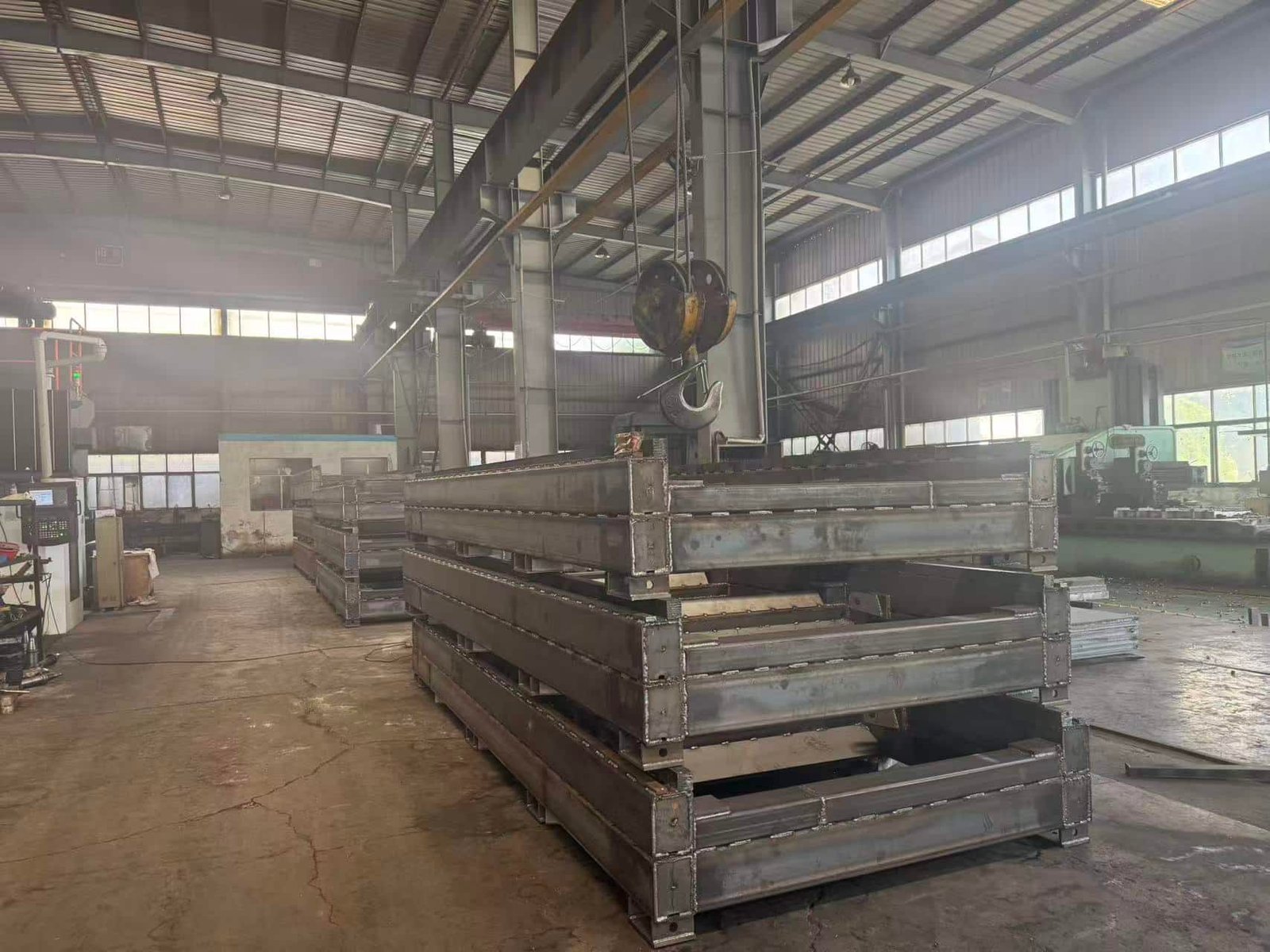 stacked sheet metal materials prepared for fabrication and production