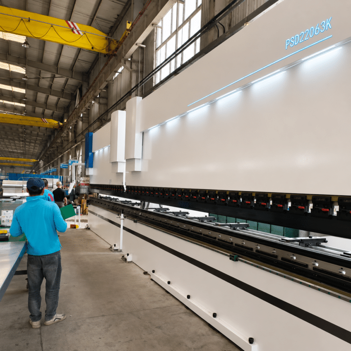 Large CNC press brake manufacturing workshop and production line